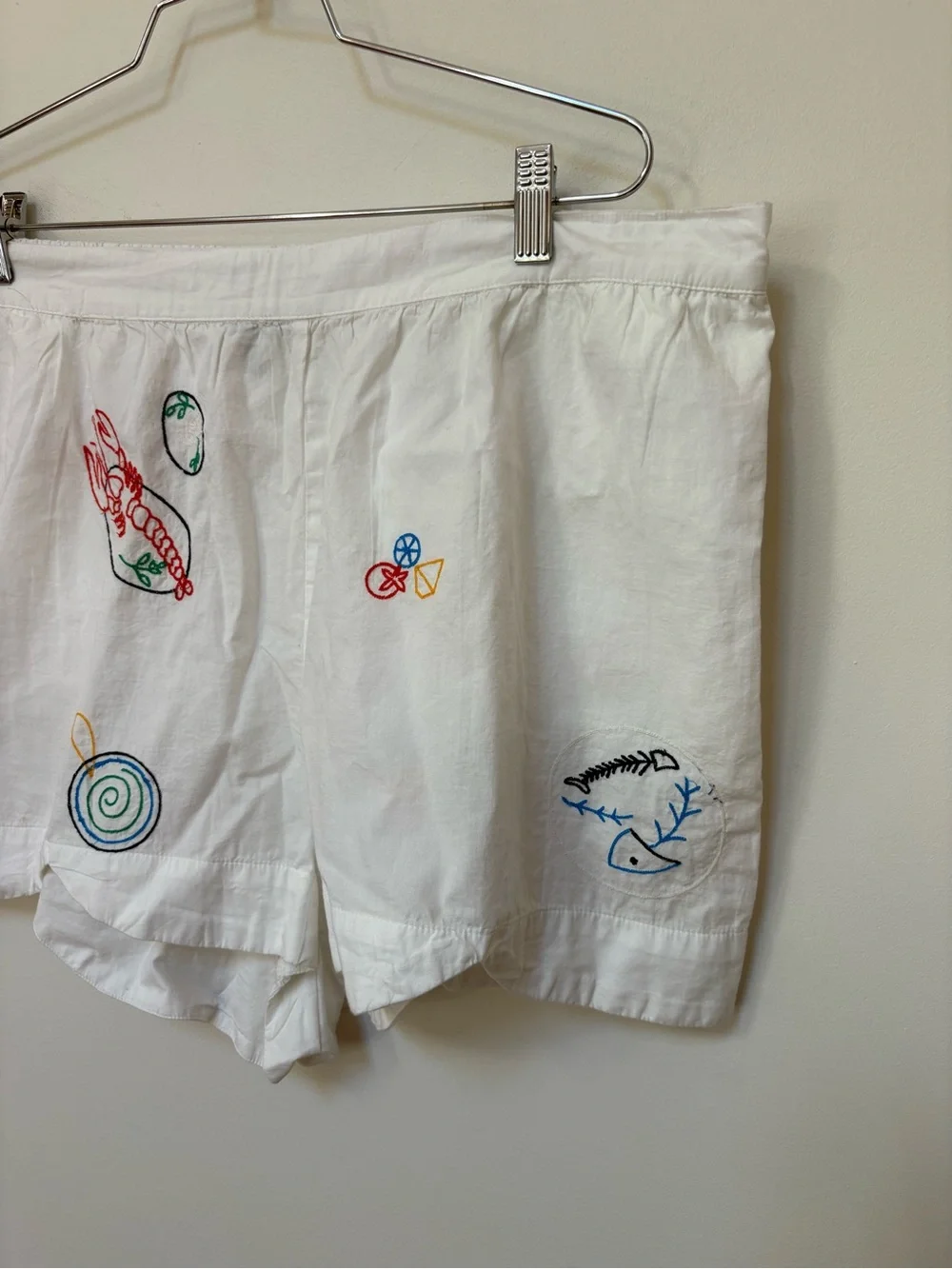 NWOT Celandine Picnic Embroidered Poplin Scalloped Pull-On Shorts Size XL
